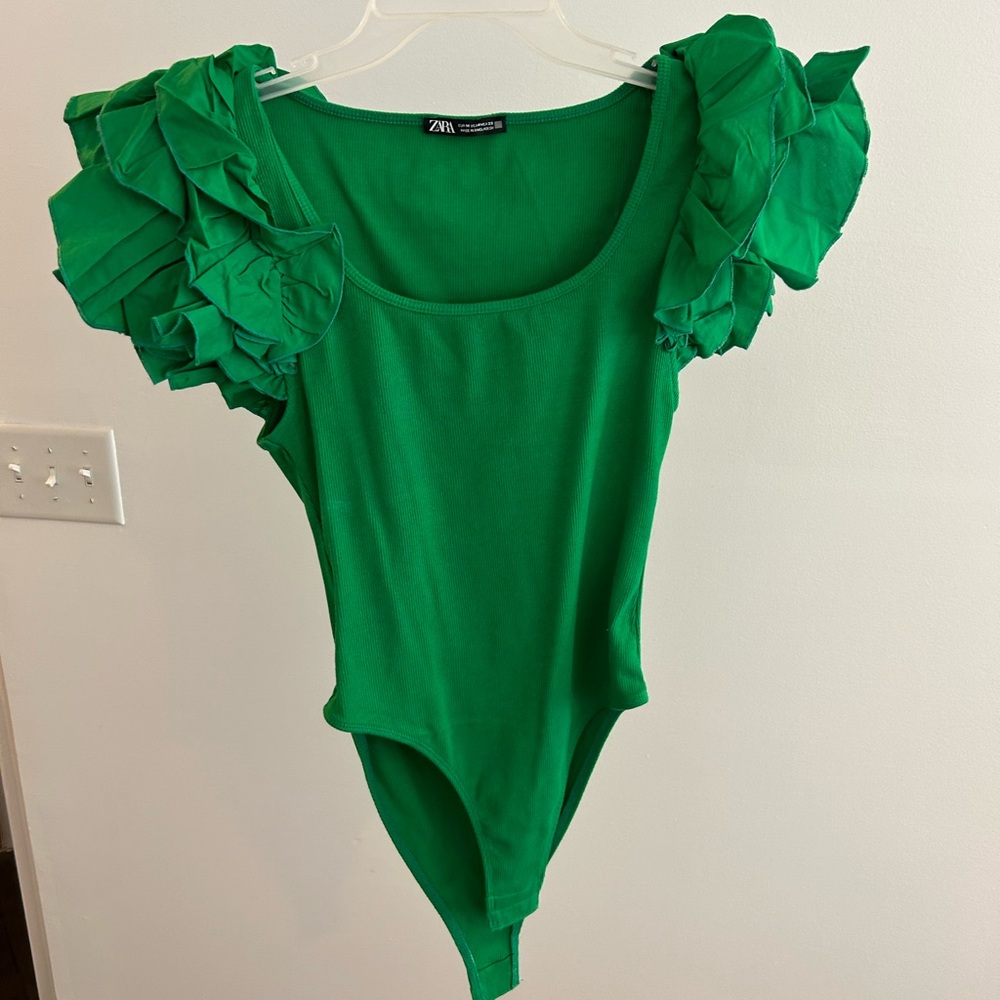 Green Ruffled Kids One Piece
